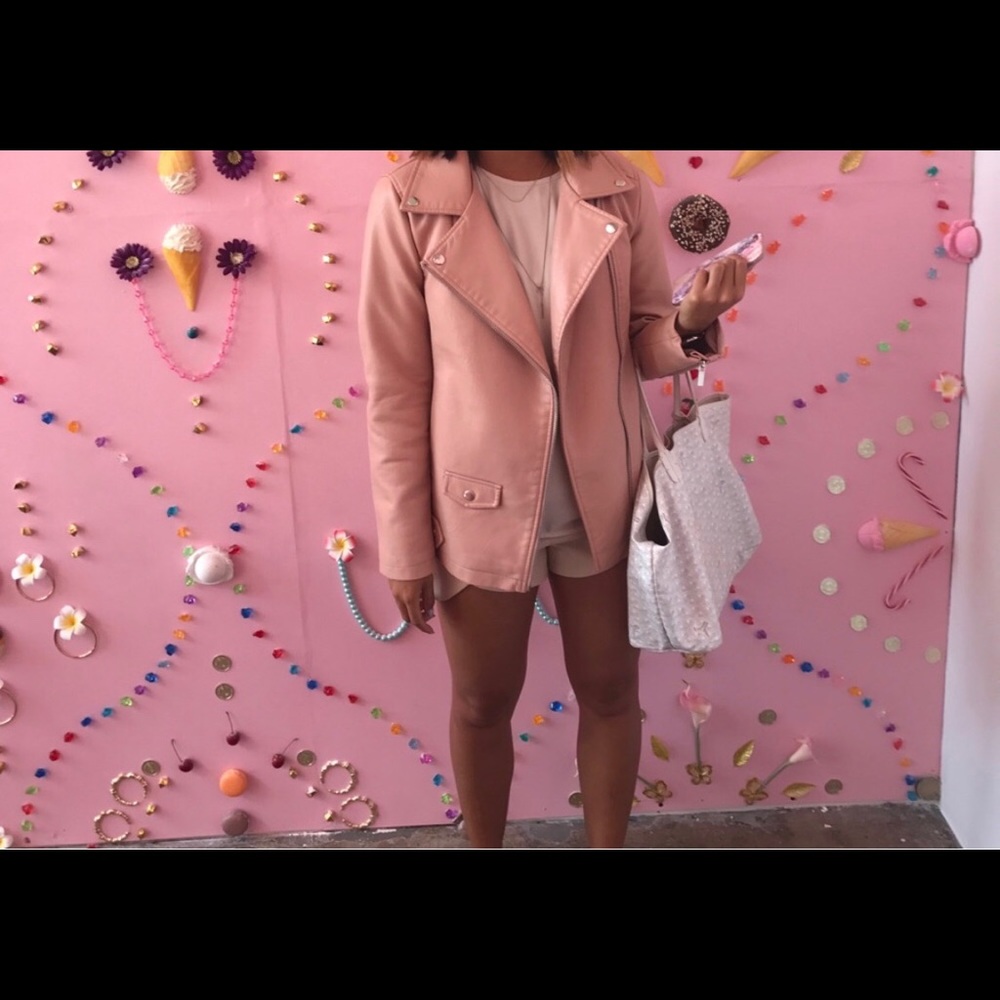 Leather Jacket Baby Pink Forever21